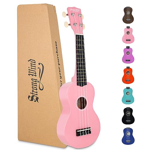 Strong Wind Soprano Ukulele 21 Inch Ukeleles for Beginners Hawaii Ukalalee Basswood Ukelele (Pink)