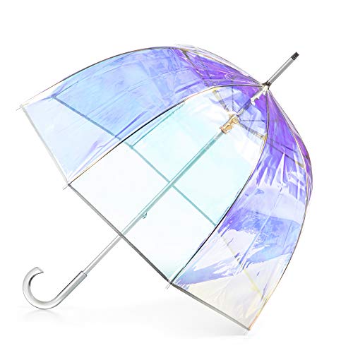 Totes Signature Clear Bubble, Rain & Windproof Umbrella - Perfect for Weddings, Travel and Outdoor Events - Curved Handle with Deluxe Finish, in Transparent or Colorful Design Options