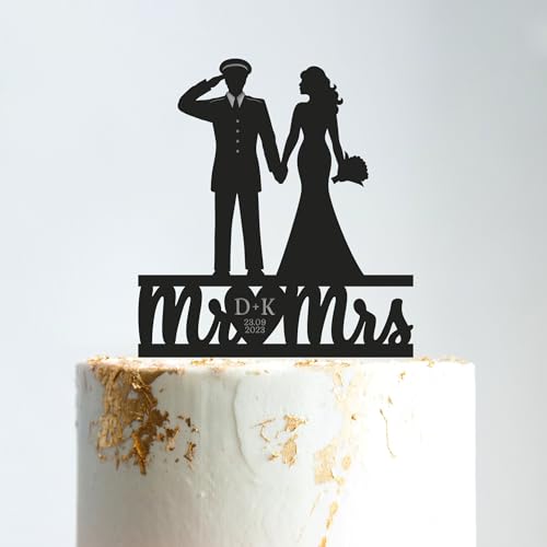 Military Wedding Cake Toppers Marine Corps, Army Wedding Cake Topper, Marine Wedding Mr and Mrs Topper, Military Wedding Topper Air Force, Customized Baking Cake Decorations for Men Women Cake Decor