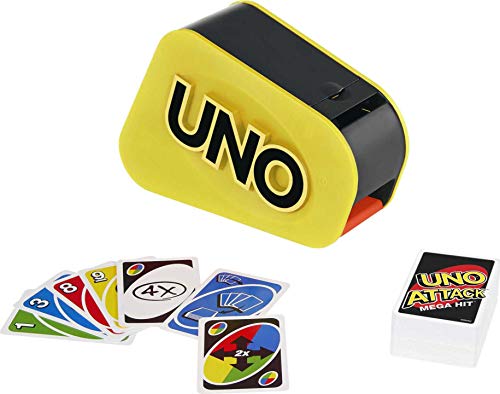 Mattel Games UNO Attack Mega Hit Card Game for Kids, Adults and Family Night with Card Blaster, Lights and Sounds (Amazon Exclusive)