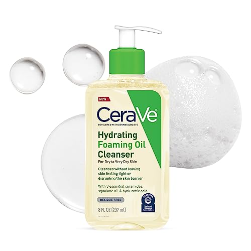 CeraVe Hydrating Foaming Oil Cleanser | Moisturizing Oil Cleanser for Face & Body with Squalane Oil, Hyaluronic Acid & Ceramides | For Dry to Very Dry Skin | Fragrance Free & Residue Free | 19 FL Oz
