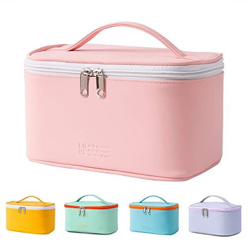Makeup Bag Cosmetic Bags Small for Women Ladies Zipper Pouch Makeup Organizer Waterproof Cute (Light Pink)
