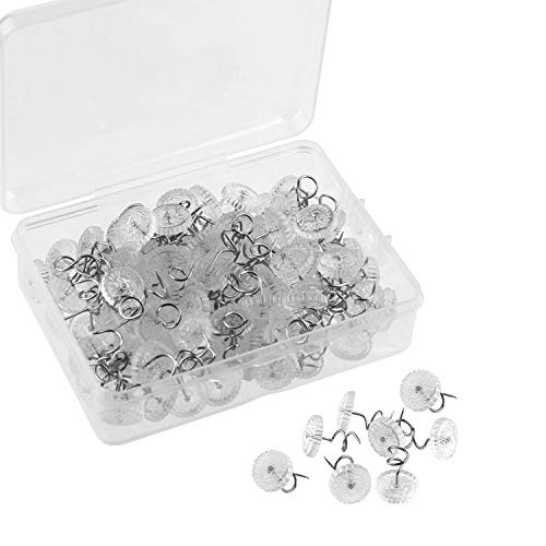 KUUQA 100 Pieces Upholstery Twist Pins Clear Heads Bed Skirt Pins for Slipcovers and Bedskirts