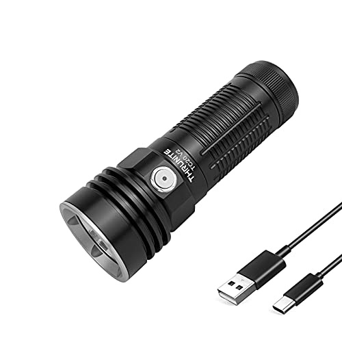 ThruNite TC20 V2 Handheld Flashlight High 4068 Lumen, USB C Rechargeable Waterproof LED Flashlight, 299 Meters Throw Bright Outdoor Light - Black CW