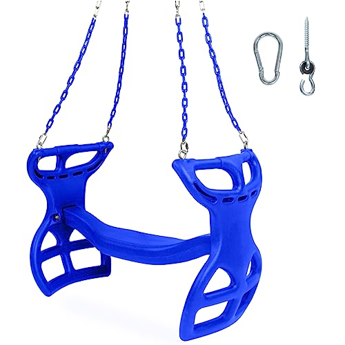 Milliard Glider Swing for Swingset, Swing Set Accessories, Back-to-Back Glider for Two Kids, Attachment Options Included (Blue)