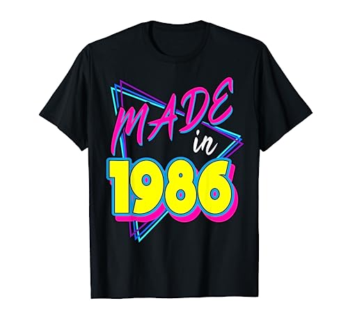 Made in 1986 35th Birthday Retro 35 Years Old 80s Vintage T-Shirt