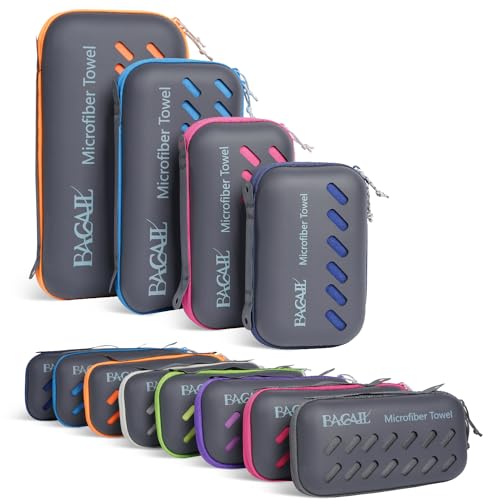 Bagail Travel Towel with EVA Case - Compact & Ultra Soft Microfiber Camping Towel - Super Absorbent & Lightweight Quick Dry Towel for Sports, Beach, Gym, Backpacking, Hiking and Yoga - Green, XXS