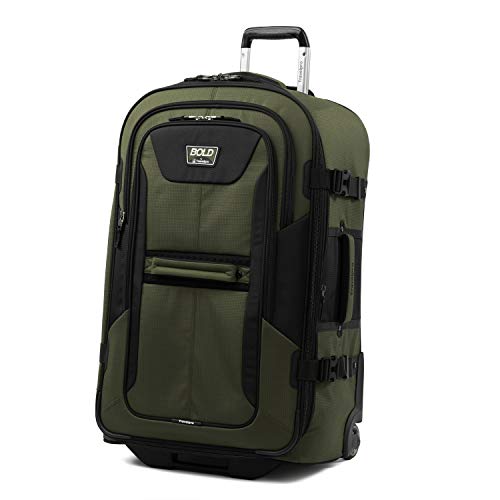 Travelpro Unisex-Adult Bold Softside Expandable Rollaboard Upright Luggage, Olive/Black, Checked-Large 28-Inch