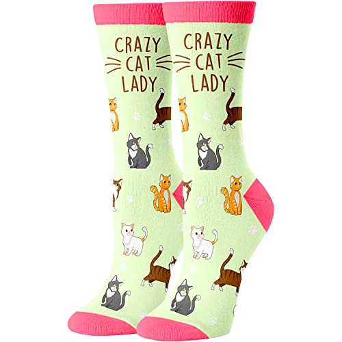 HAPPYPOP Funny Cat Gifts for Cat Lovers Cat Lover Gifts for Women Mom, Novelty Cat Socks Crazy Silly Fun Socks for Girls