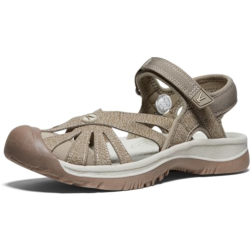 KEEN Womens Rose Casual Closed Toe Sandals, Brindle/Shitake, 8.5 US