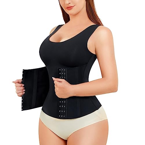SCARBORO Compression Shapewear Tank Top for Women Tummy Control Camisole Slimming Body Shaper Waist Trainer Cami Seamless Black