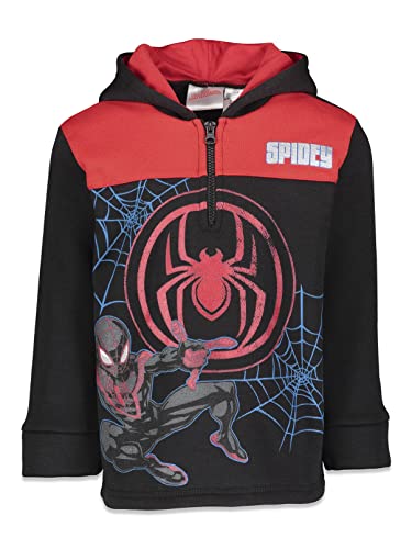 Marvel Spider-Man Miles Morales Big Boys Fleece Half Zip Hoodie Black/Red 10-12