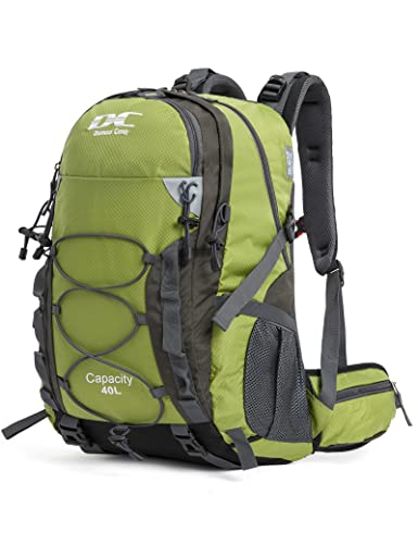 Diamond Candy Waterproof Hiking Backpack for Men and Women, Lightweight Day Pack for Travel Camping, Armygreen, 40L