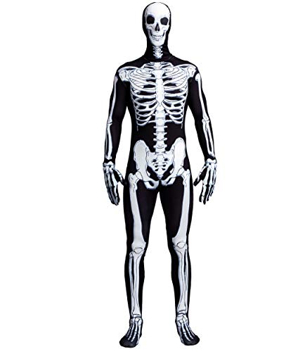 Spooktacular CreationsSkeleton Bone Bodysuit Halloween Costumes for Men with Skeleton Hood Mask(Small)