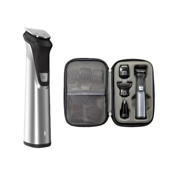 Philips Norelco Multi Groomer - 25 Piece Mens Grooming Kit for Beard, Body, Face, Nose, and Ear Hair Trimmer,Shaver, and Clipper with Premium Storage Case - NO Blade Oil Needed, MG7770/49