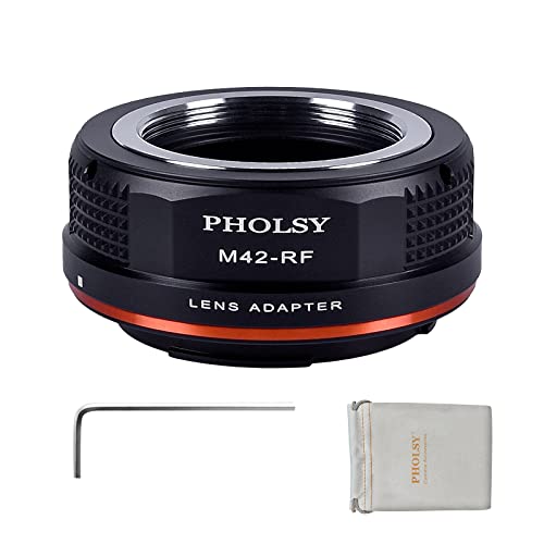 PHOLSY M42 to EOS RF-Mount Adapter Compatible with M42 42mm Screw Mount Lens to Canon EOS RF Mount Camera Body for EOS R8, R50, R6 Mark II, R7, R10, R3, R5, EOS R5C, EOS R6, EOS R, EOS RP