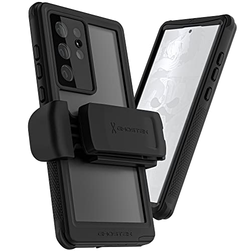 Ghostek NAUTICAL S22 Ultra Waterproof Case with Screen Camera Protector, Belt Clip Holster Heavy Duty Protective Full Body Phone Covers Designed for 2022 Samsung Galaxy S22 Ultra 5G (6.8 inch) (Clear)