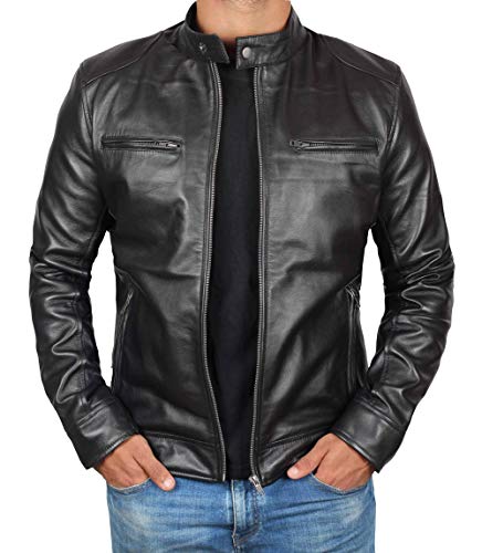Blingsoul Slim Fit Men Leather Jacket | [1100124] Dodg Black, L