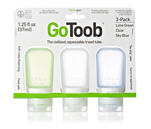 humangear GoToob Refillable Silicone, Clear/Green/Blue, Large (3oz),HG0187