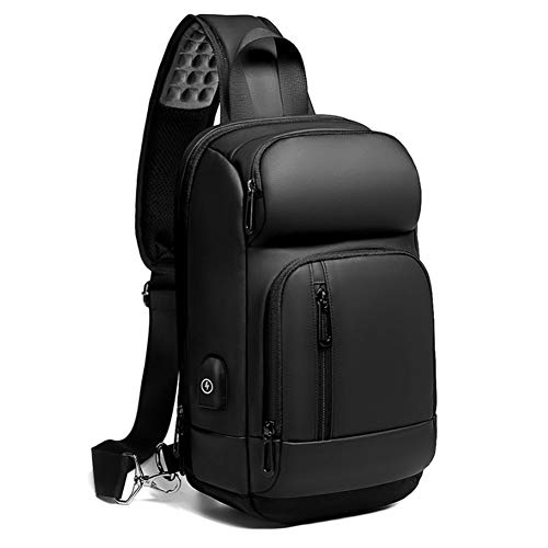 Sling Backpack for Men Cross Body Shoulder Bag with USB Waterproof Lightweight 10.5 Inch