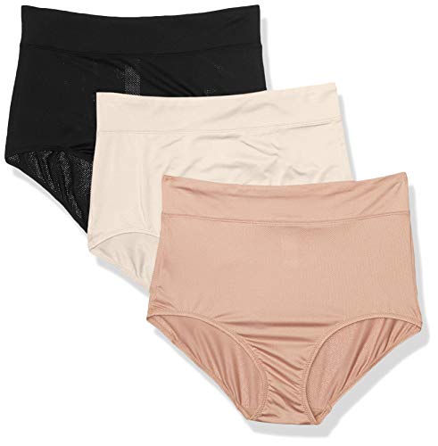 Warner's womens Blissful Benefits Breathable Moisture-wicking Microfiber Brief Rs4963w Underwear, Toasted Almond/Butterscotch/Black, XX-Large US