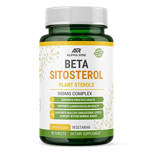 ALPHA RISE Beta Sitosterol - 500mg Tablets - Non-GMO - Support Prostate and Healthy Cholesterol Levels - Phytosterols Complex - Natural Plant Sterols and Stanols