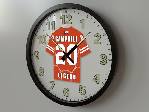 E. CAMPBELL 20 TEXAS COLLEGE FOOTBALL LEGEND JERSEY THEMED GLOW IN THE DARK WALL CLOCK (14 Inch Wall Clock)