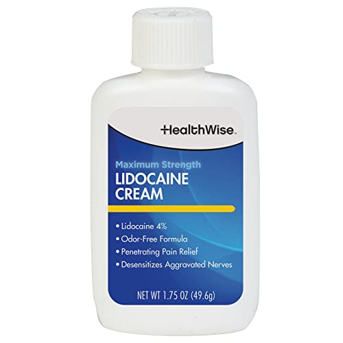 HealthWise Maximum Strength Lidocaine Cream | Numbs Away Pain | Long-Lasting Relief | Non-Greasy | 1.75 Oz