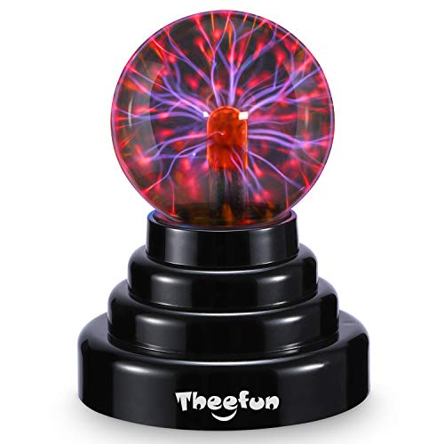 Theefun Plasma Ball, 3 Inch Plasma Lamp, Touch Sensitive Plasma Globe USB or Battery Powered Nebula Thunder Lightning, Novelty Toy for Kids, Parties, Prop, Bedroom, Home, Decoration, Christmas Gifts