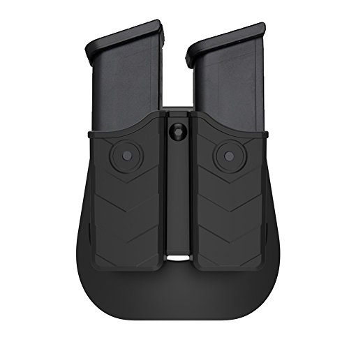Universal Double Magazine Holder, Double Magazine Holster Fits 9mm/40 Dual Stack Mags, Belt Carry OWB Paddle Mag Pouch for Glock/S&W/Sig Sauer/H&K/Ruger/CZ/Taurus/Beretta/Browning/Colt/Walther