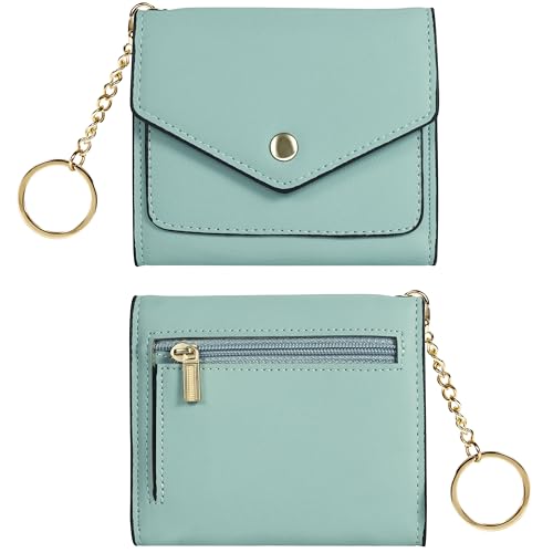 Gostwo Womens Wallet RFID Blocking Small Wallets Woman Credit Card Holder Trifold Ladies Wallets with Coins Zipper Pocket(Blue)