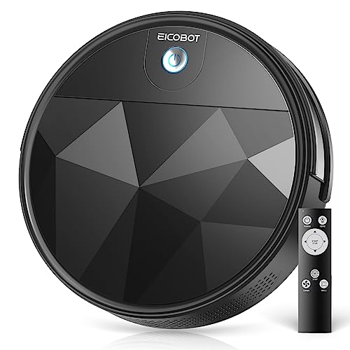 EICOBOT R20 Robot Vacuum Cleaner,Tangle-Free Suction,Quite,Slim, Automatic Self-Charging,378ml Large dustbin, Good for Pet Hair, Hard Floor and Low Pile Carpet,Ivory Black