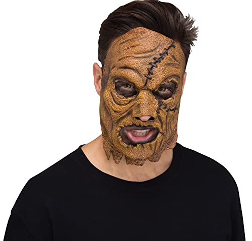 Fun World Scarecrow Skinned Stictched Up Halloween Face Mask, One-Size, Brown Black (93428SC)
