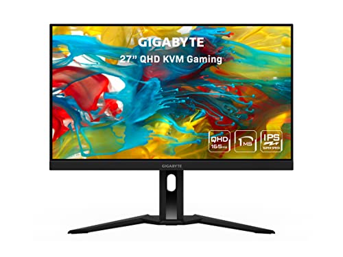 GIGABYTE M27Q PRO: 27' 165Hz 1440P -KVM Gaming -Monitor, 2560 x 1440 SS IPS Display, 1ms (GTG) Response Time, 98% DCI-P3, 1x Display Port 1.4, 2x HDMI 2.0, 3x USB 3.0, 1x USB Type-C