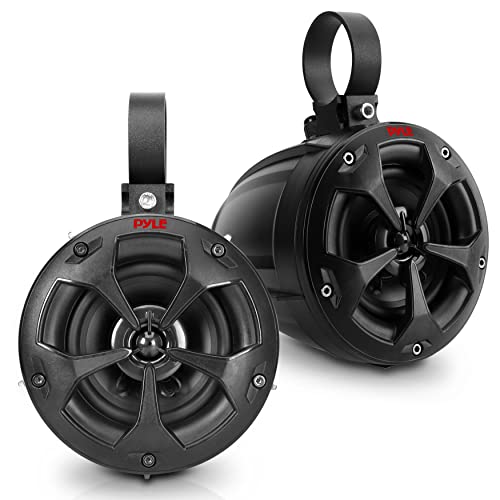 Pyle 2-Way Dual Waterproof Off-Road Speakers, 4 Inch 800 Watt Marine Grade Wakeboard Tower Speakers System, Full Range Outdoor Audio Stereo Speaker for ATV, UTV, Quad, Jeep, Boat - PLUTV41BK, Black