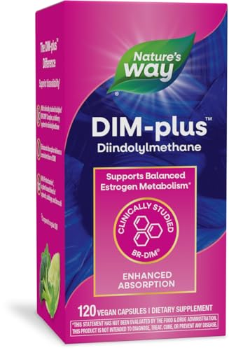 Nature's Way DIM-Plus, DIM Supplement, Supports Balanced Estrogen Metabolism*, Diindolylmethane, 120 Vegan Capsules (Packaging May Vary)