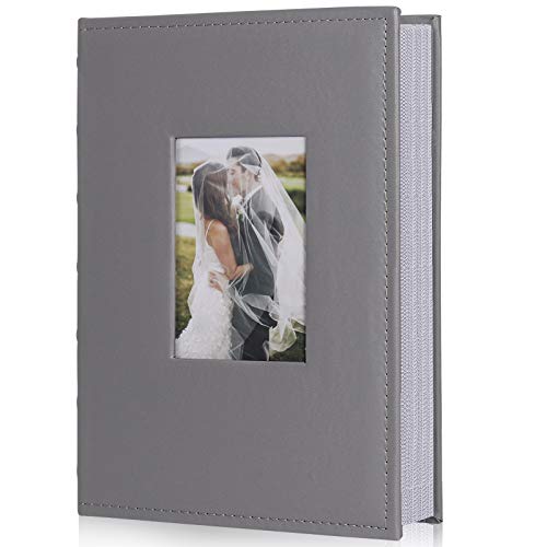 RECUTMS Photo Albums for 4x6 Photos Holds 300, 3 Per Pages Photo Picture Album PU Leather Cover, Horizontal Photos Record Family Wedding Anniversary Baby Holiday Album(Gray)