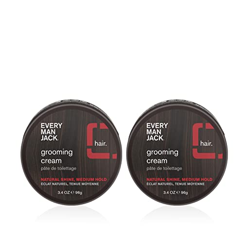 Every Man Jack Hair Styling Grooming Cream | Casual Hold For Most Hair Lengths, Naturally Derived, Cruelty-Free Mens Styling Cream | 3.4-ounce Twin Pack - 2 tins