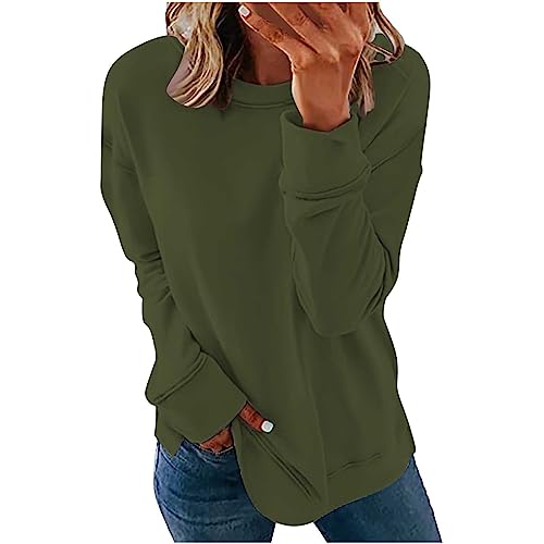 Professional Shirts for Women Sexy Solid Color Sweashirts Pullovers for Women Simple Winter Tops Blouse Daily Wear Long Sleeve Plus Size Tunic Shirts Army Green