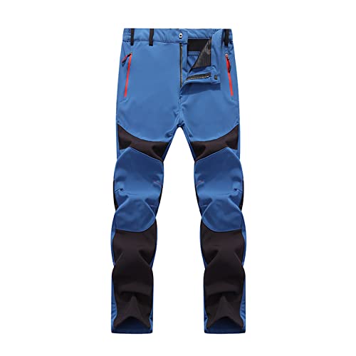 Work Pants for Men Stretch Cargo Men Pants Classic Fit Waterproof Plush Thickened Assault Pants Casual Color Block Sport Cycling Climbing Trousers Blue 3X