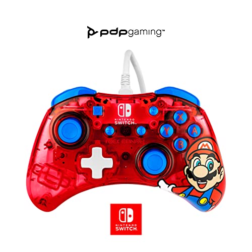 PDP Rock Candy Enhanced Wired Power Nintendo Switch Pro Controller, Official Licensed Nintendo Switch Mario Accessories/Switch Lite/OLED Compatible, Compact Durable for Travel, Ergonomic Non-Slip Joystick