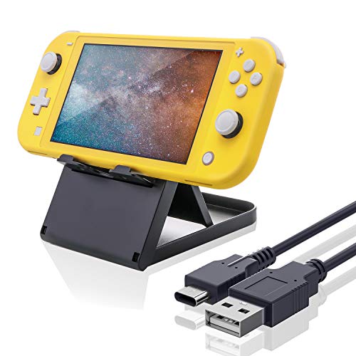 Portable Switch Stand, Adjustable Stand for Nintendo Switch lite with USB Charging Cable, Playstand for Nintendo Switch with 6 Adjustable Angles