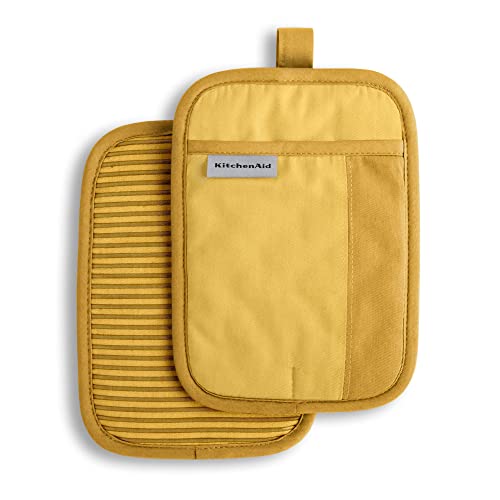 KitchenAid Beacon Two-Tone Non-Slip Pot Holder Set, Majestic Yellow, 7'x10', 2 Piece