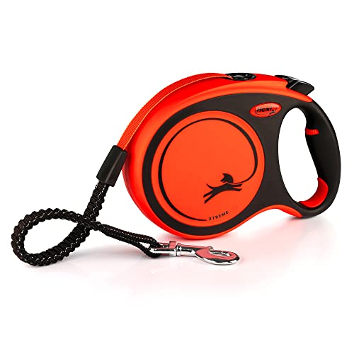 Flexi Xtreme Tape Orange & Black Large 8m Retractable Dog Leash/Lead for Dogs up to 55kgs/121bs