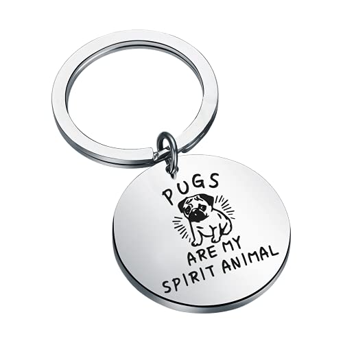 MAOFAED Pug Dog Gift Pug Keychain Pug Mom Gift Pug Owner Gift Pugs Are My Spirit Animal Dog Lover Gift spirit animal pug