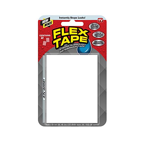 Flex Tape, Mini, White, Original Thick Flexible Rubberized Waterproof Tape - Seal and Patch Leaks, Works Underwater, Indoor Outdoor Projects - Home RV Roof Plumbing and Pool Repairs