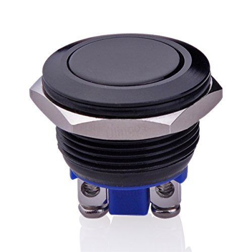 Ulincos Momentary Push Button Switch U19A1 1NO SPST Black Metal Shell Suitable for 19mm 3/4' Mounting Hole