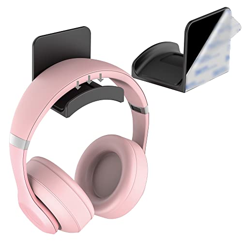 HomeMount Headphone Stand Headset Holder - Adhesive Gaming Headphone Hanger Hook Desk Mount for Most Headphone & Controller (Black)