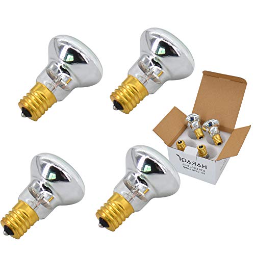 haraqi 4 Pack Replacement Bulbs for Lava Lamps,Glitter Lamps,Incandescent, Yellow, R39 E17 25 Watt Reflector Bulbs