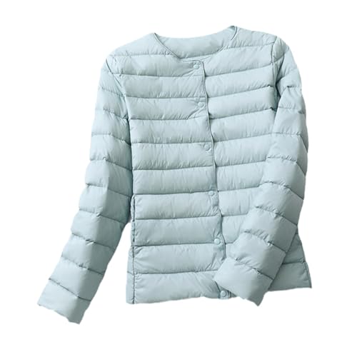 Alloaone Women's White Duck Down Lightweight Warm Down Jacket Foldable Ultra-Light Short Down Jacket Blue XXL